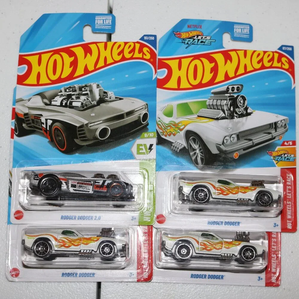 Hot Wheels lot of 4 Rodger Dodger Let's Race and EV series all NIP